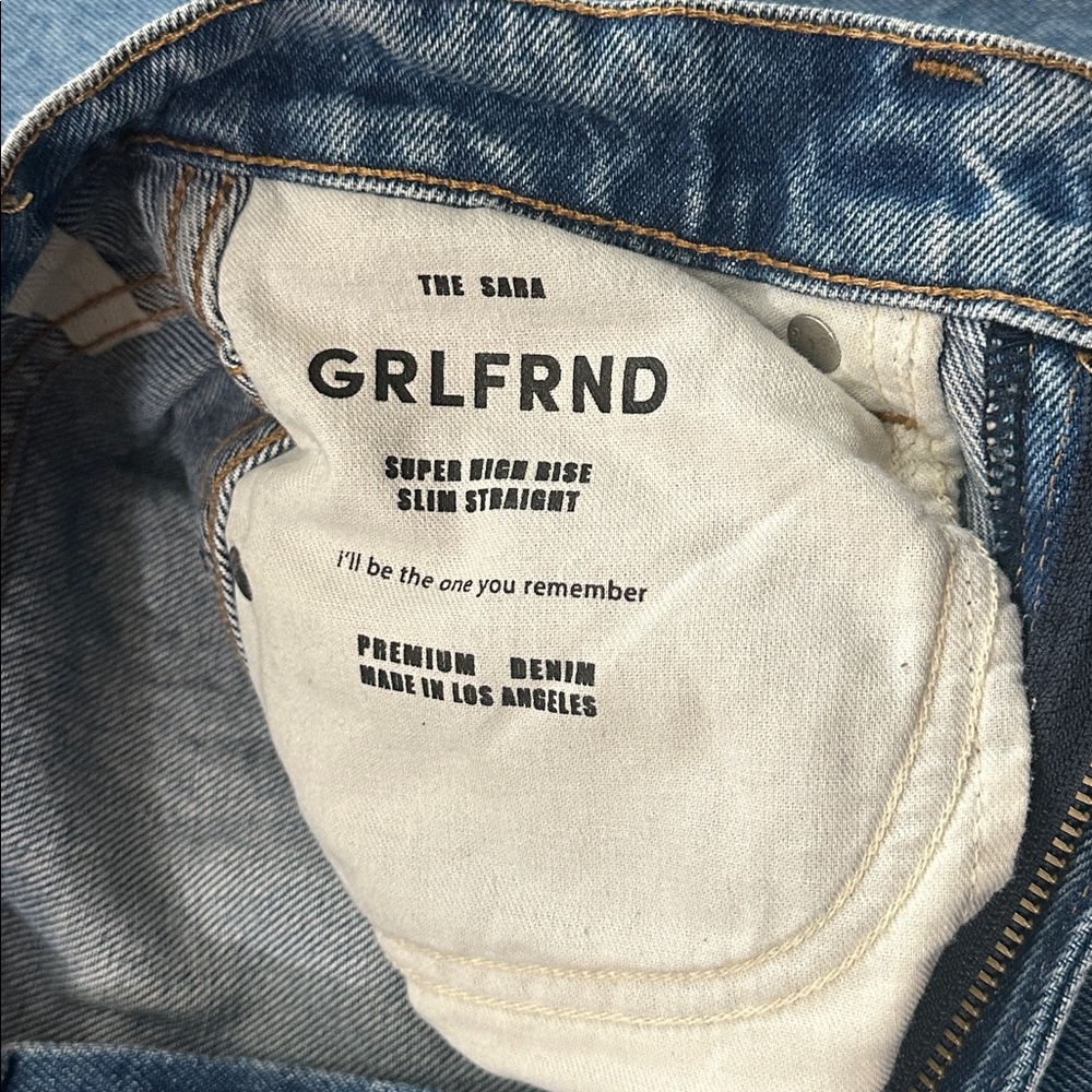 GRLFRND The Sara Super High Rise Slim Straight Leg Jeans